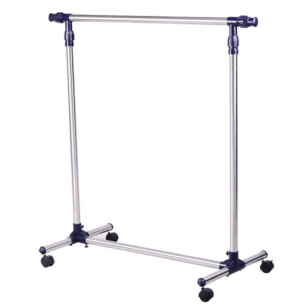 Σχάρα για ρούχα Σχάρα με ρόδες Ρυθμιζόμενη καθ' ύψος και επεκτεινόμενη ράγα ρούχων Σχάρα στεγνώματος Ελεύθερη βάση για την είσοδο Ανοξείδωτο ατσάλι 86 x 45 x 95 cm