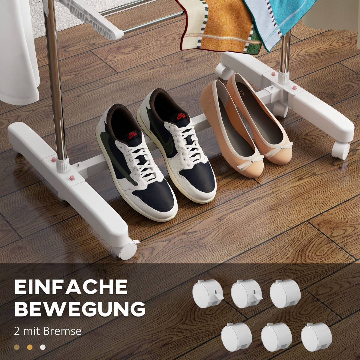 Mobile Clothes Airer Tumble Dryer 3 επιπέδων Αναδιπλούμενο Ασημί + Λευκό