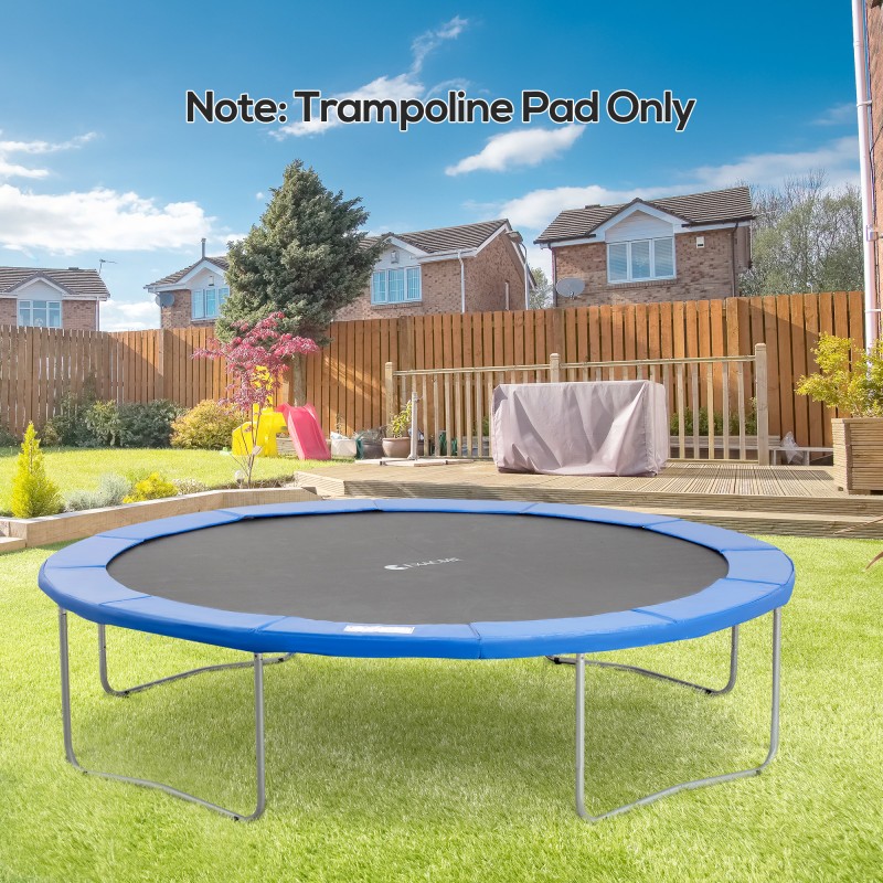 Κάλυμμα άκρης τραμπολίνου πλάτους Ø366 cm, ανθεκτικό στο σκίσιμο κάλυμμα ελατηρίου ανθεκτικό στην υπεριώδη ακτινοβολία, αδιάβροχο αξεσουάρ τραμπολίνου ανταλλακτικά δίχτυ ασφαλείας προστασίας άκρων για τραμπολίνα κήπου μπλε χωρίς τρύπα στο κοντάρι