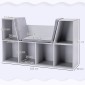 Παιδικό ράφι 2 σε 1 + πάγκος με μαξιλάρια 103 cm × 30 cm × 62 cm λευκό + γκρι