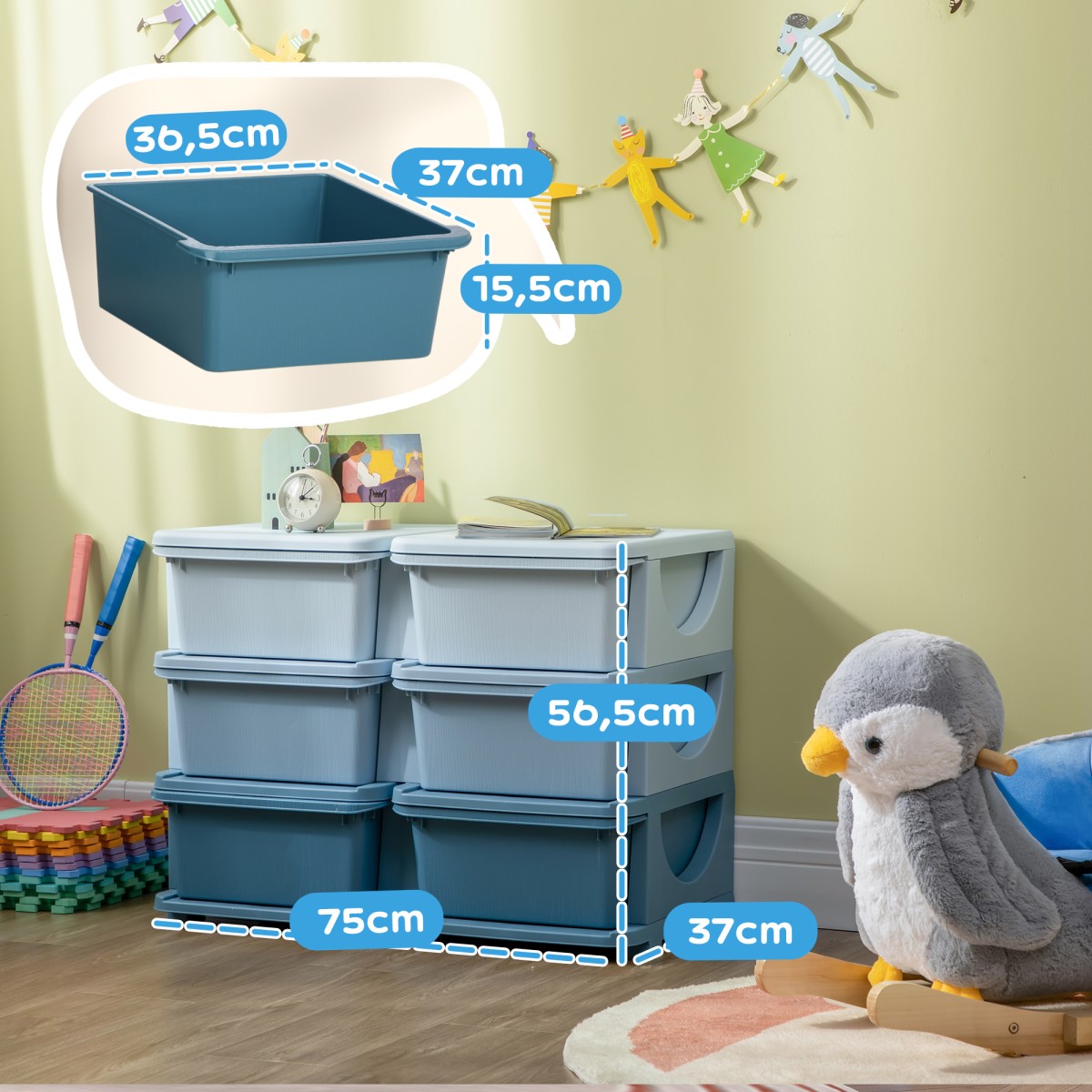 Kids Storage Box Kids Storage Box 3 Συρτάρια Μπλε