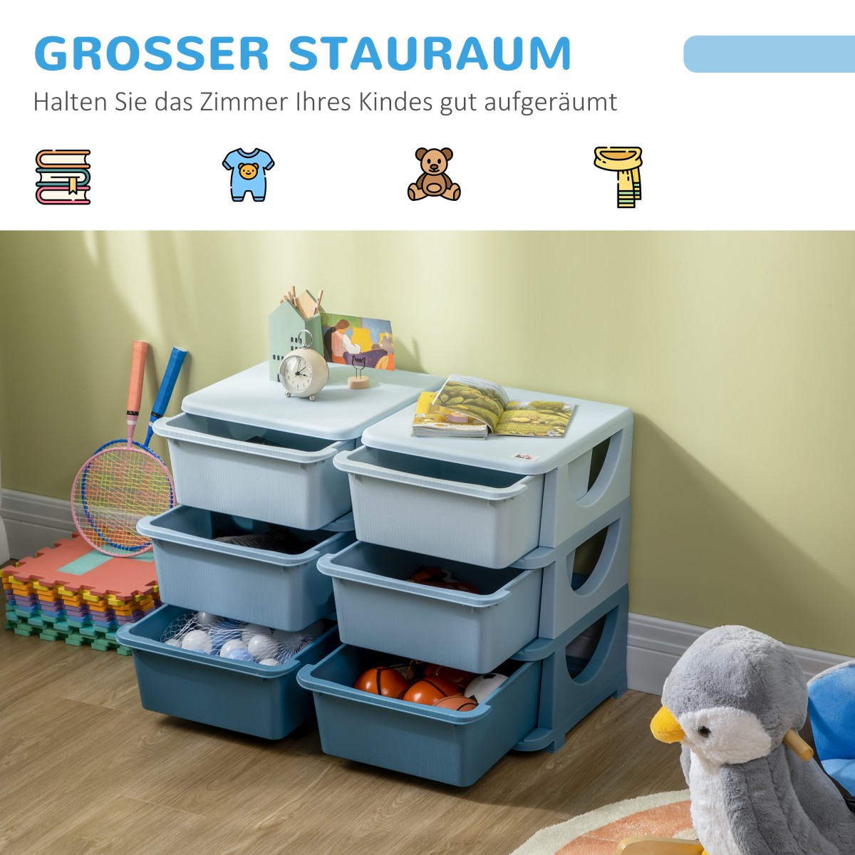 Kids Storage Box Kids Storage Box 3 Συρτάρια Μπλε