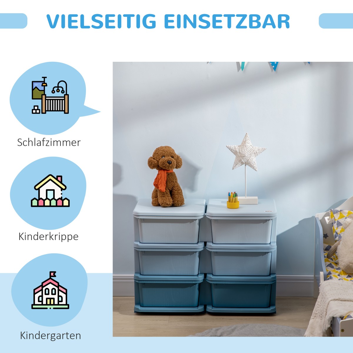 Kids Storage Box Kids Storage Box 3 Συρτάρια Μπλε