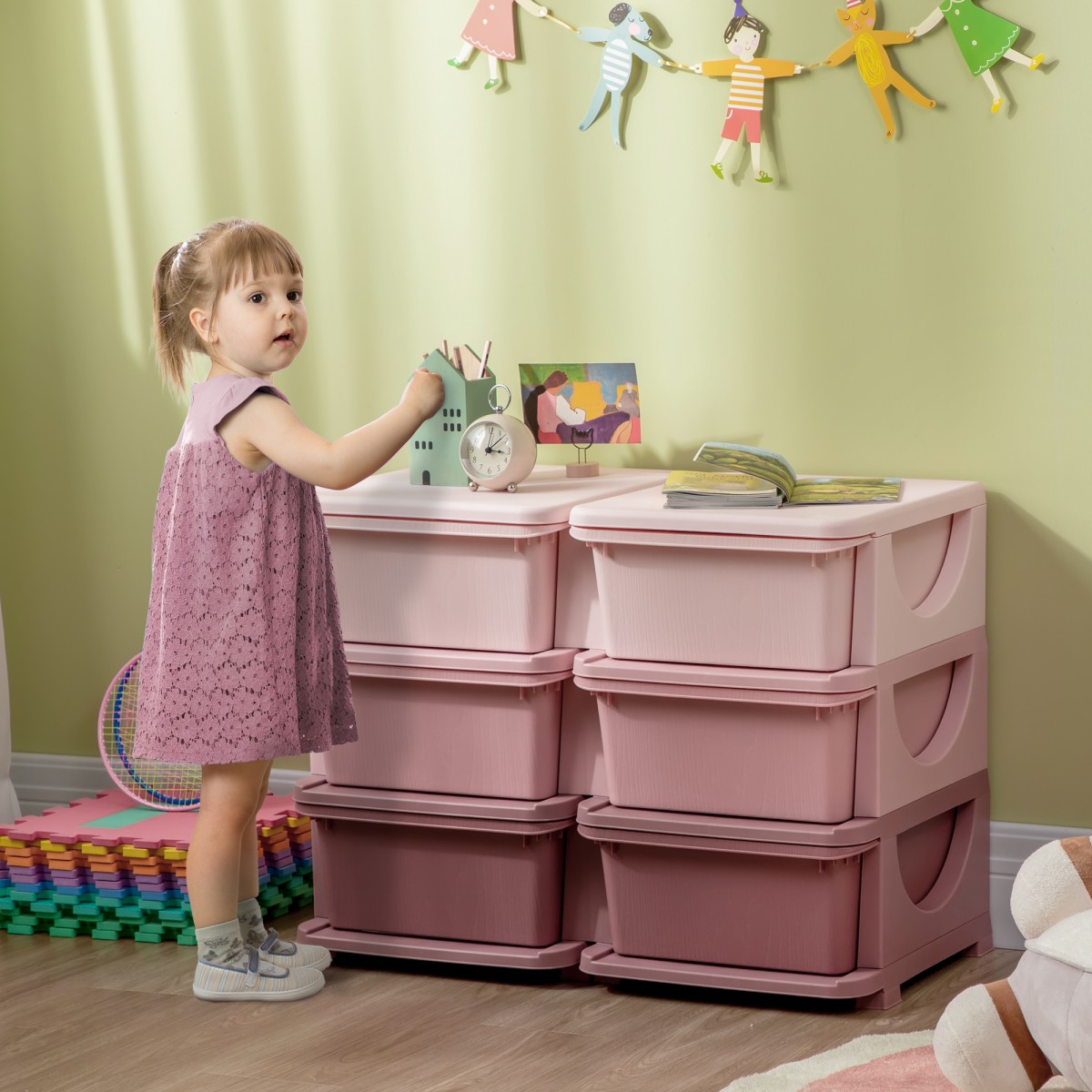 Kids Storage Box Kids Storage Box 3 Συρτάρια Ροζ