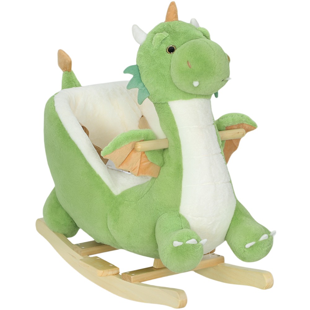 Rocking Animal Dinosaur Swing Interactive Animal Sounds Μαλακό γέμισμα Ξύλινο πλαίσιο 73 x 39 x 66 cm Πράσινο