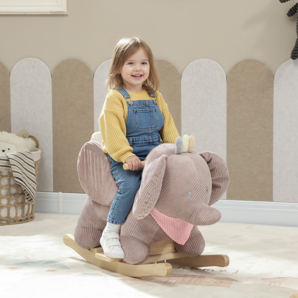 Rocking Animal Elephant Swing Interactive Animal Sounds Ξύλινη κορνίζα για παιδιά 1,5-3 ετών 65 x 32 x 49 cm Καφέ
