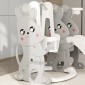 Πλαίσιο αναρρίχησης 4 σε 1 Playset Slide Slide για νήπια Στεφάνη μπάσκετ Πλαστικό σχέδιο κουνελιού γκρι
