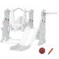 Πλαίσιο αναρρίχησης 4 σε 1 Playset Slide Slide για νήπια Στεφάνη μπάσκετ Πλαστικό σχέδιο κουνελιού γκρι