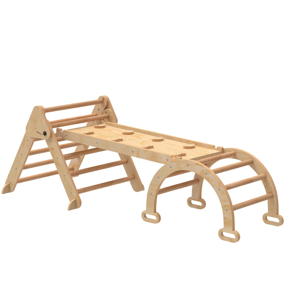 7-σε-1 Πλαίσιο αναρρίχησης Arch Ladder Triangle Ladder Ramp Αναρριχητική τσουλήθρα τοίχου για παιδιά 1,5-4 ετών Πτυσσόμενη Ξύλινη