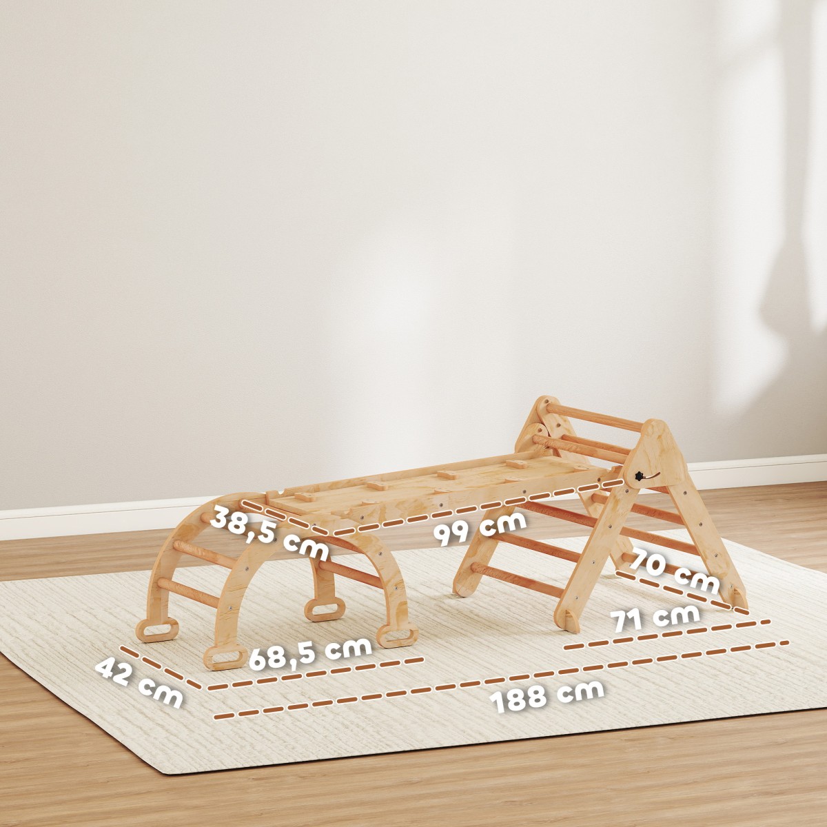 7-σε-1 Πλαίσιο αναρρίχησης Arch Ladder Triangle Ladder Ramp Αναρριχητική τσουλήθρα τοίχου για παιδιά 1,5-4 ετών Πτυσσόμενη Ξύλινη