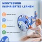 Montessori Motor Skills Board 13-σε-1 Ξύλινη σανίδα απασχολημένης σε σχήμα φάλαινας Επιτοίχιος πίνακας δραστηριοτήτων με ρολόι ξυλόφωνου