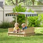 Sandpit 106x106 cm παιδικό sandbox από ξύλο με ρυθμιζόμενο ύψος πάγκους κάλυψης πλάτες μπλε