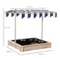 Sandpit 106x106 cm παιδικό sandbox από ξύλο με ρυθμιζόμενο ύψος πάγκους κάλυψης πλάτες μπλε
