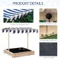 Sandpit 106x106 cm παιδικό sandbox από ξύλο με ρυθμιζόμενο ύψος πάγκους κάλυψης πλάτες μπλε