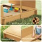 Sandpit 106x106 cm παιδικό sandbox από ξύλο με κάλυμμα ρυθμιζόμενο σε ύψος, παγκάκια, πλάτες, ανοιχτό καφέ