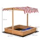 Sandpit 107,5 x 107,5 cm παιδικό sandbox με ρυθμιζόμενο ύψος, ξύλινο σκάμμα για παιδιά 3-7 ετών για εξωτερική βεράντα κήπου μπαλκόνι