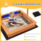 Sandpit 107,5 x 107,5 cm παιδικό sandbox με ρυθμιζόμενο ύψος, ξύλινο σκάμμα για παιδιά 3-7 ετών για εξωτερική βεράντα κήπου μπαλκόνι