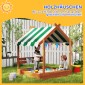 Sandpit with Sun Shade, Playhouse Design, with Toy Set, Επεξεργασμένο Μασίφ Ξύλο, 124 x 116 x 146 cm, Πράσινο
