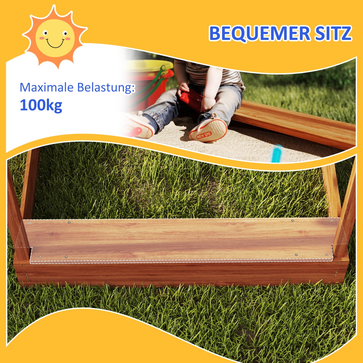 Sandpit with Sun Shade, Playhouse Design, with Toy Set, Επεξεργασμένο Μασίφ Ξύλο, 124 x 116 x 146 cm, Πράσινο
