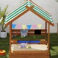 Sandpit with Sun Shade, Playhouse Design, with Toy Set, Επεξεργασμένο Μασίφ Ξύλο, 124 x 116 x 146 cm, Πράσινο