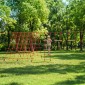 Ninja Line Παιδικό Σετ Slackline 10m με Δαχτυλίδι Γυμναστικής Κούνια Αναρρίχησης Σκάλα Δίχτυ αναρρίχησης για 3-6 ετών 1000x300x180 cm Κόκκινο