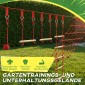 Ninja Line Παιδικό Σετ Slackline 10m με Δαχτυλίδι Γυμναστικής Κούνια Αναρρίχησης Σκάλα Δίχτυ αναρρίχησης για 3-6 ετών 1000x300x180 cm Κόκκινο