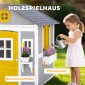 Playhouse Αδιάβροχο παιδικό παιδότοπο από ξύλο με πόρτα 6 παράθυρα 2 κουτιά λουλουδιών 2 λουλουδιών για 3-8 χρόνια γκρι