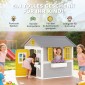 Playhouse Αδιάβροχο παιδικό παιδότοπο από ξύλο με πόρτα 6 παράθυρα 2 κουτιά λουλουδιών 2 λουλουδιών για 3-8 χρόνια γκρι