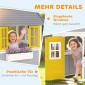 Playhouse Αδιάβροχο παιδικό παιδότοπο από ξύλο με πόρτα 6 παράθυρα 2 κουτιά λουλουδιών 2 λουλουδιών για 3-8 χρόνια γκρι