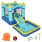 Bouncy castle with blower slide ball pit στεφάνι μπάσκετ χωρητικότητα φορτίου έως 90 kg για 3-8 χρόνια 364x173x182cm μπλε