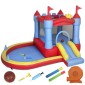 Φουσκωτό Bouncy Castle with Blower Slide Trampoline Paddling Pool/Ball Pit Water Gun 342x255x209 cm Μπλε