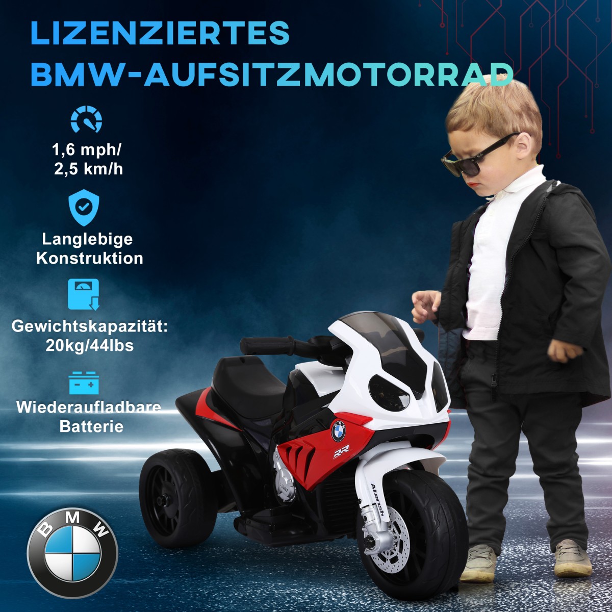 Ηλεκτρική μοτοσυκλέτα για παιδιά BMW S1000RR 6V ηλεκτρική μοτοσυκλέτα με προβολέα, παιδική μοτοσυκλέτα με μουσική 2,5 km/h μοτοσυκλέτα για παιδιά 18-36 μηνών κόκκινο