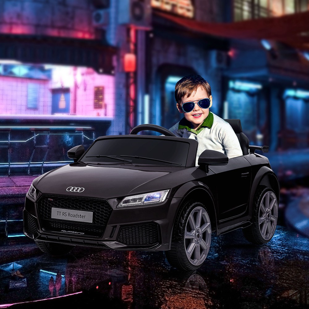 Παιδικό ηλεκτρικό αυτοκίνητο Audi, με τηλεχειριστήριο 2.4G, μουσική, κόρνα, LED, USB, για παιδιά 3-5 ετών, μαύρο