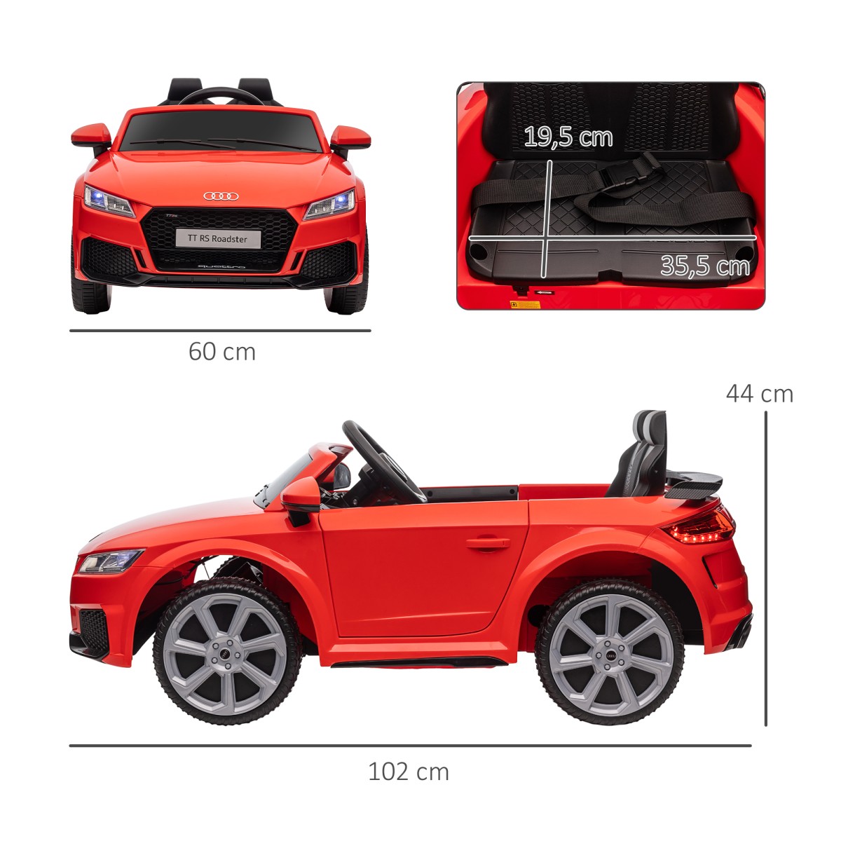 Audi παιδικό ηλεκτρικό αυτοκίνητο 12V με τηλεχειριστήριο 2.4G, μουσική, κόρνα, ηλεκτρικό όχημα με φως LED, θύρα USB/MP3, λειτουργία όπισθεν, για παιδιά 3-5 ετών, κόκκινο