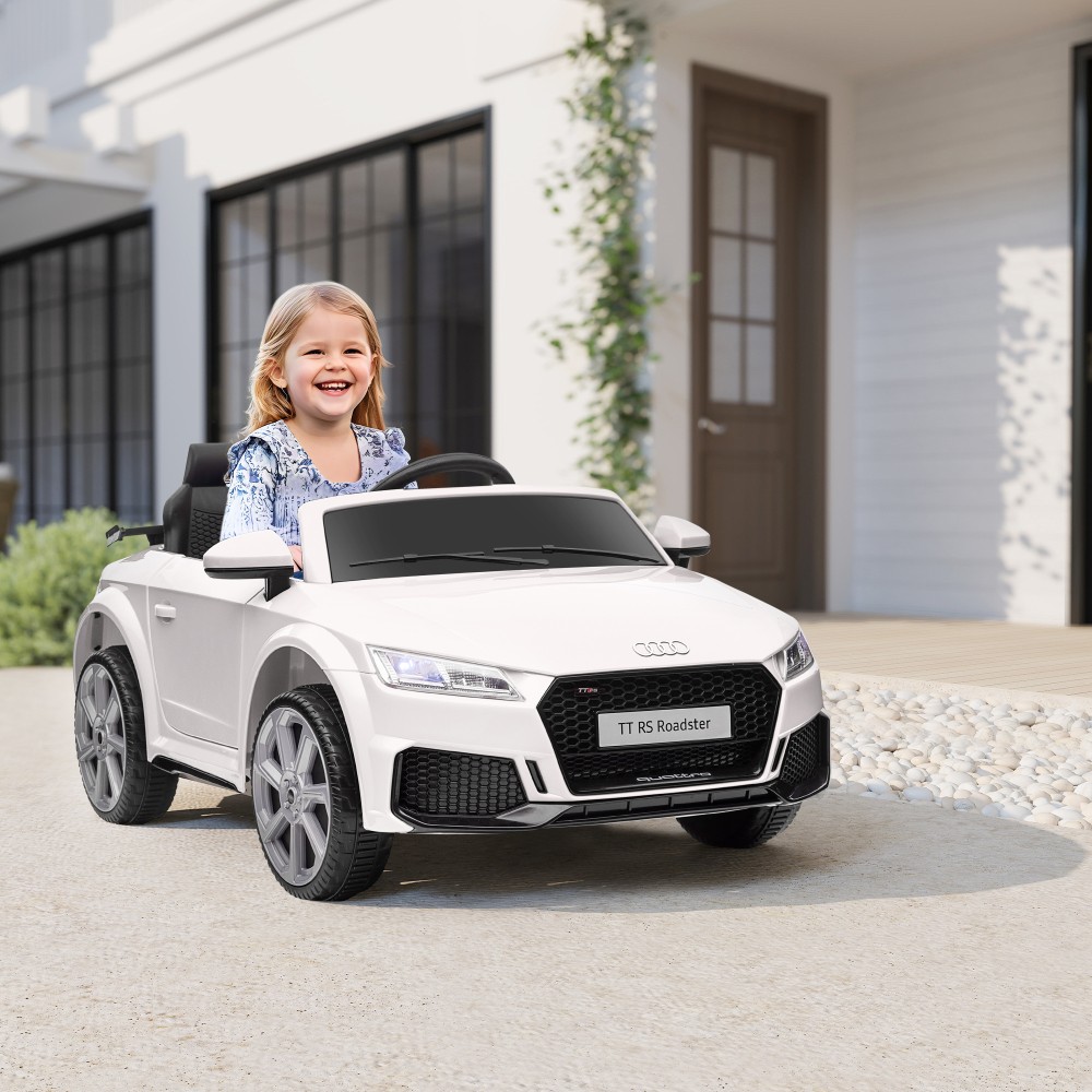 Παιδικό ηλεκτρικό αυτοκίνητο, Audi TT RS Roadster, 3 km/h, τηλεχειριστήριο, LED, USB, λευκό