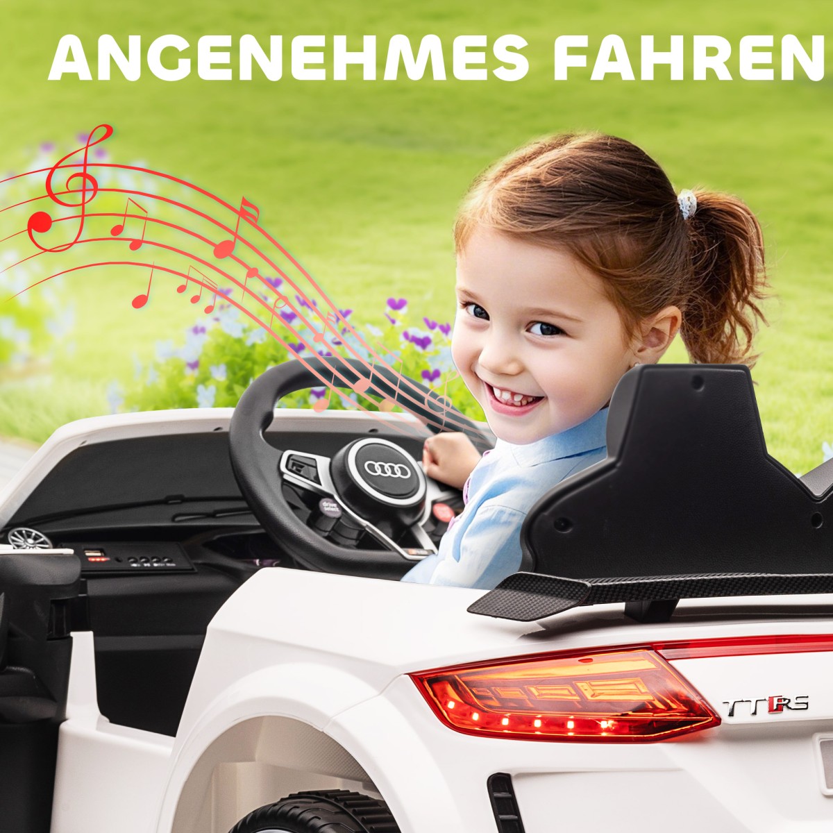 Παιδικό ηλεκτρικό αυτοκίνητο, Audi TT RS Roadster, 3 km/h, τηλεχειριστήριο, LED, USB, λευκό
