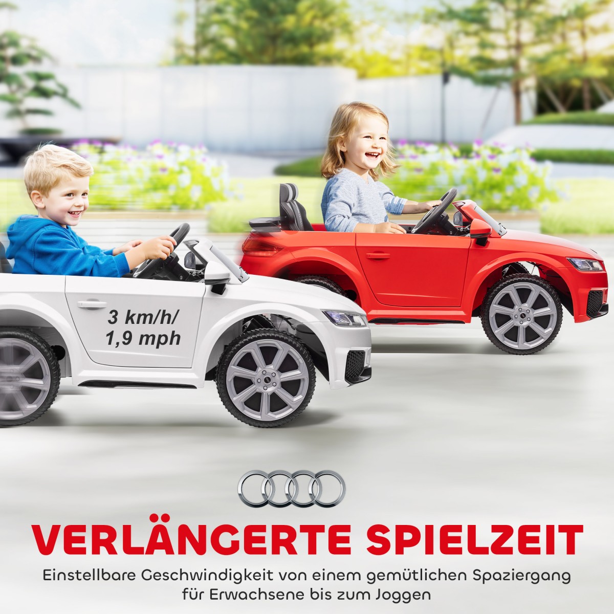 Παιδικό ηλεκτρικό αυτοκίνητο, Audi TT RS Roadster, 3 km/h, τηλεχειριστήριο, LED, USB, λευκό