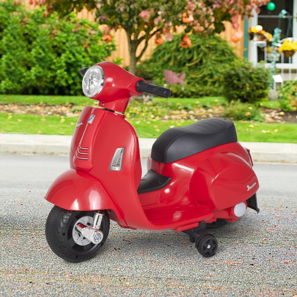Ηλεκτρική παιδική μοτοσυκλέτα Vespa ηλεκτρική μοτοσυκλέτα με φως LED, ήχος, παιδική ηλεκτρική μοτοσυκλέτα για παιδιά από 18-36 μηνών κόκκινη