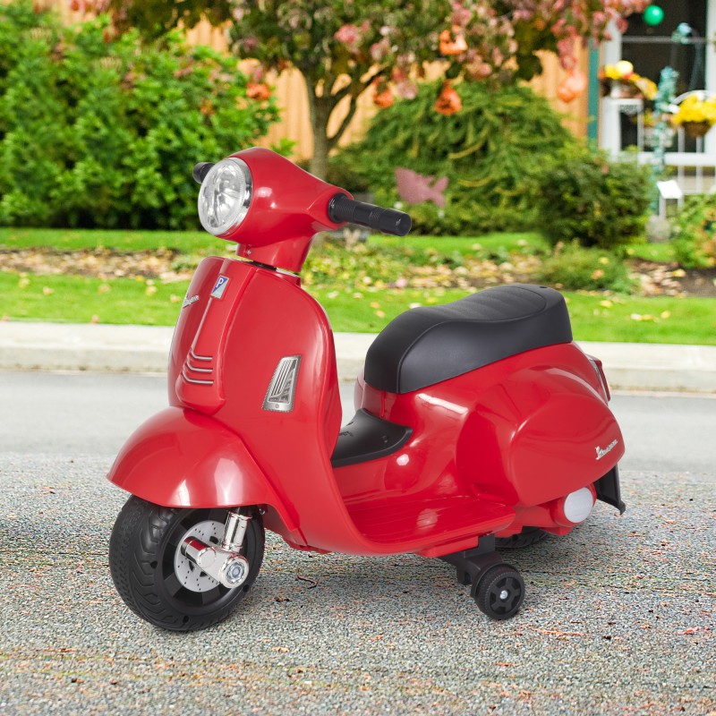 Ηλεκτρική παιδική μοτοσυκλέτα Vespa ηλεκτρική μοτοσυκλέτα με φως LED, ήχος, παιδική ηλεκτρική μοτοσυκλέτα για παιδιά από 18-36 μηνών κόκκινη