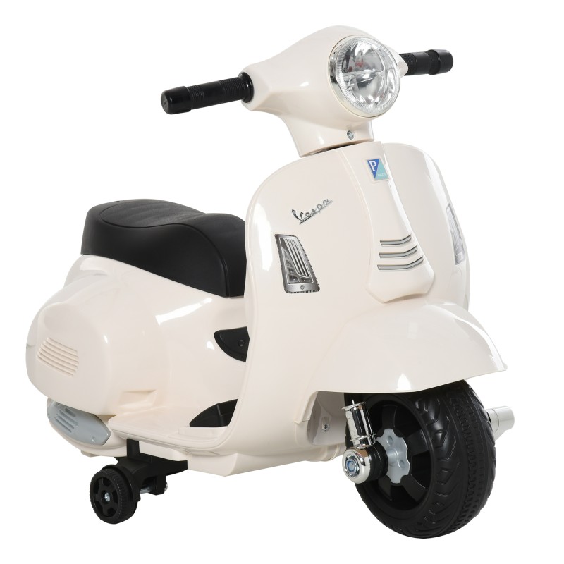 Ηλεκτρική παιδική μοτοσυκλέτα Vespa ηλεκτρική μοτοσυκλέτα με φως LED, ήχος, παιδική ηλεκτρική μοτοσυκλέτα για παιδιά από 18-36 μηνών λευκή