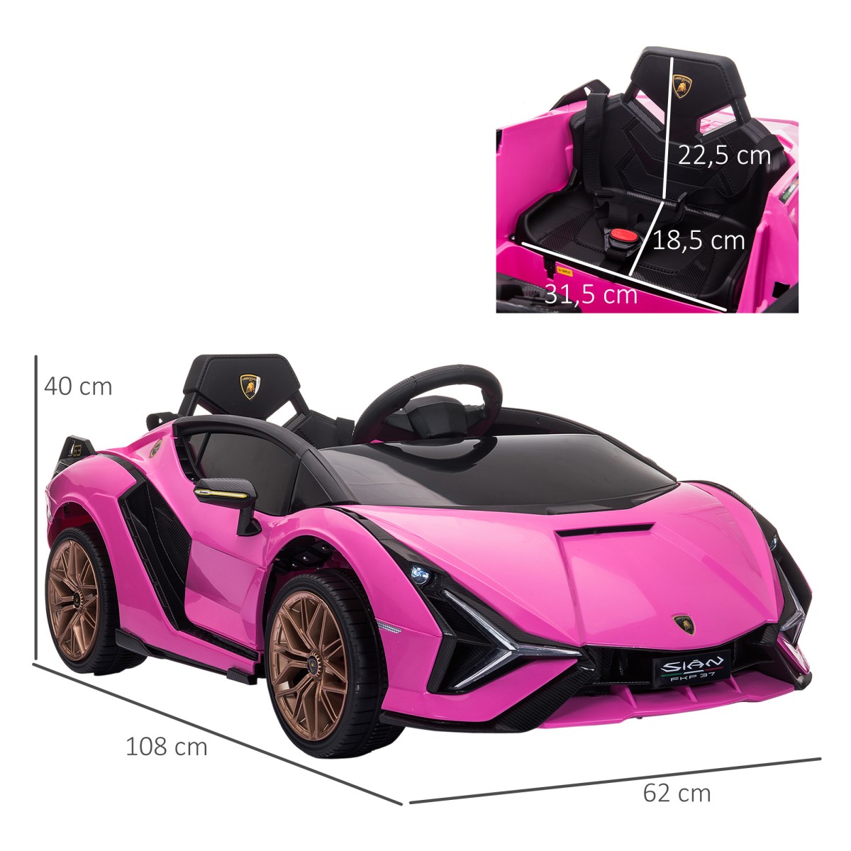 Παιδικό ηλεκτρικό αυτοκίνητο Lamborghini 3-5 km/h τηλεχειριστήριο 3-5 ετών ροζ
