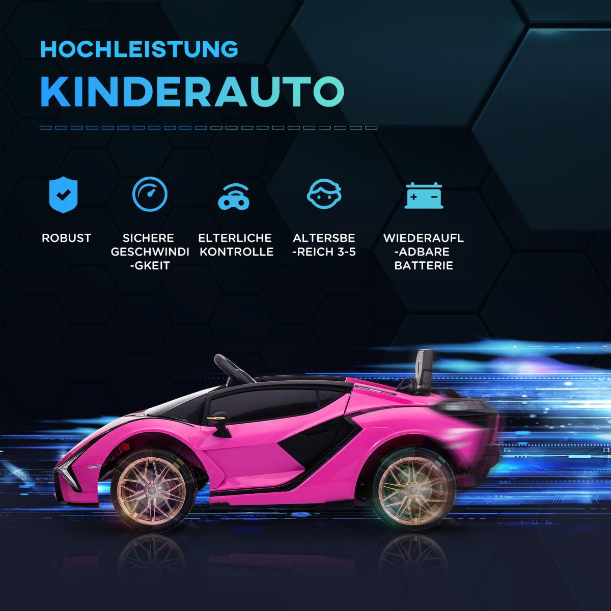 Παιδικό ηλεκτρικό αυτοκίνητο Lamborghini 3-5 km/h τηλεχειριστήριο 3-5 ετών ροζ