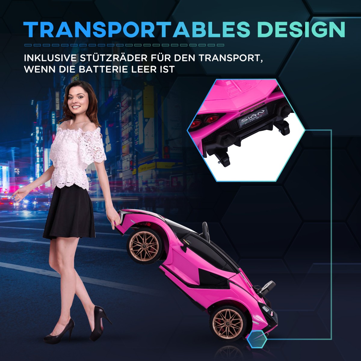 Παιδικό ηλεκτρικό αυτοκίνητο Lamborghini 3-5 km/h τηλεχειριστήριο 3-5 ετών ροζ