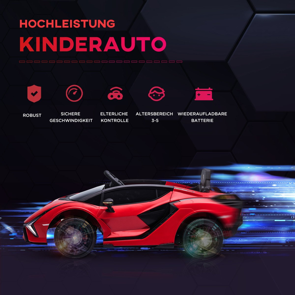Παιδικό όχημα 12V 2 Λειτουργίες οδήγησης Lamborghini SIAN SUV Αυτοκίνητο Παιχνίδι Ηλεκτρικό Αυτοκίνητο με Τηλεχειριστήριο Μουσική (MP3/USB) Ελαφρύ 37-60 μηνών Μεταλλικό κόκκινο 108 x 62 x 40 cm