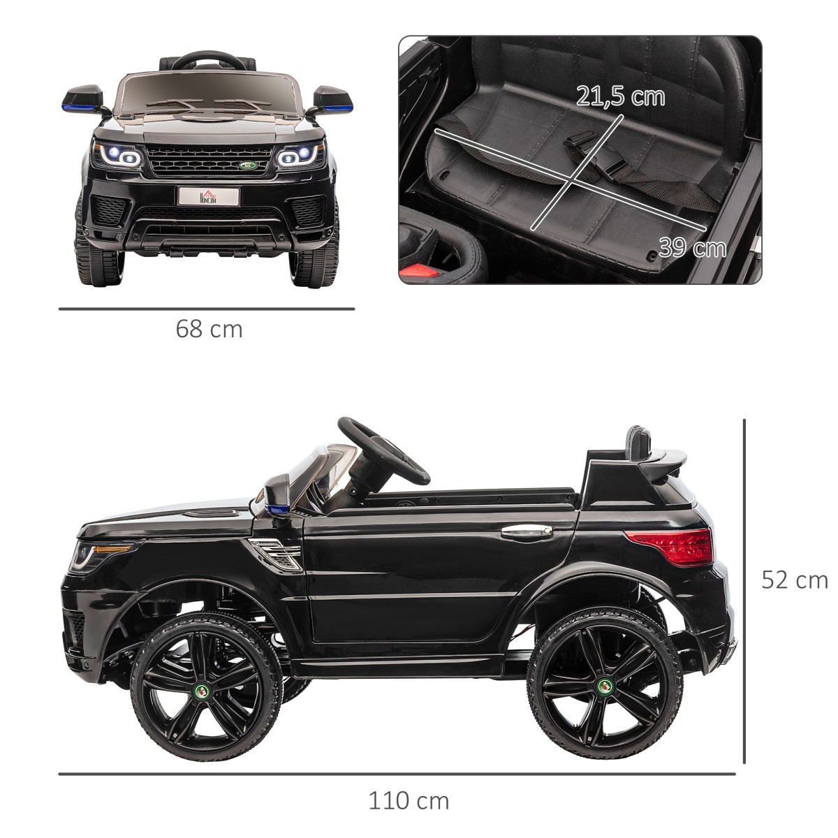 Παιδικό ηλεκτρικό αυτοκίνητο SUV, έως 5 kmh/h, με ζώνη ασφαλείας, τηλεχειριστήριο, προβολείς, λειτουργία μουσικής, μαύρο