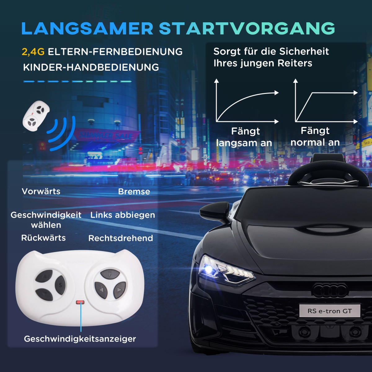 Παιδικό αυτοκίνητο, ηλεκτρικό, Audi άδεια, με ζώνη ασφαλείας, τηλεχειριστήριο, ανοιχτό μαύρο, 103 x 58 x 41cm