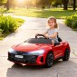 Παιδικό αυτοκίνητο, ηλεκτρικό, Audi άδεια, με ζώνη ασφαλείας, τηλεχειριστήριο, φως, κόκκινο+μαύρο, 103 x 58 x 41cm