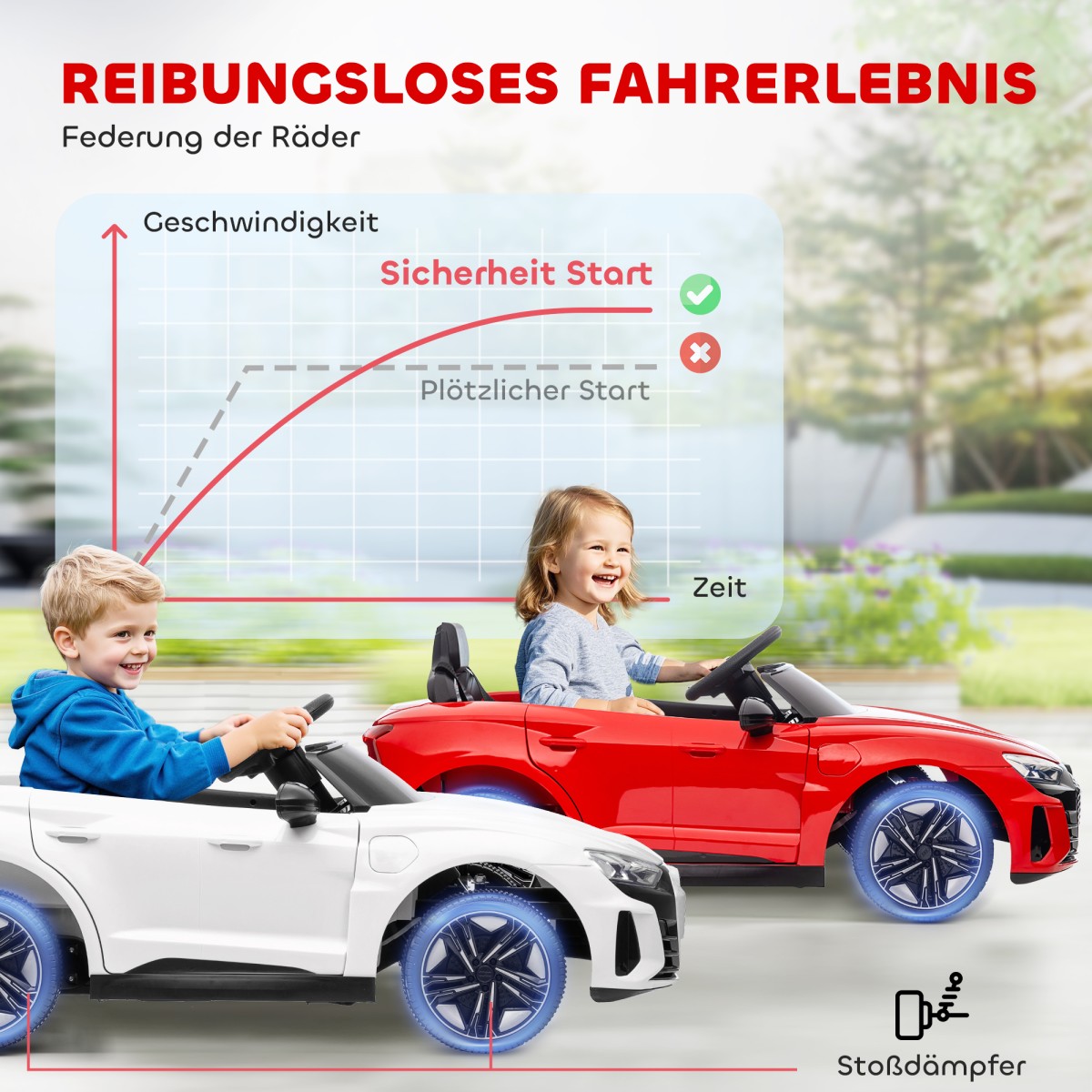 Παιδικό αυτοκίνητο, ηλεκτρικό, Audi άδεια, με ζώνη ασφαλείας, τηλεχειριστήριο, φως, κόκκινο+μαύρο, 103 x 58 x 41cm