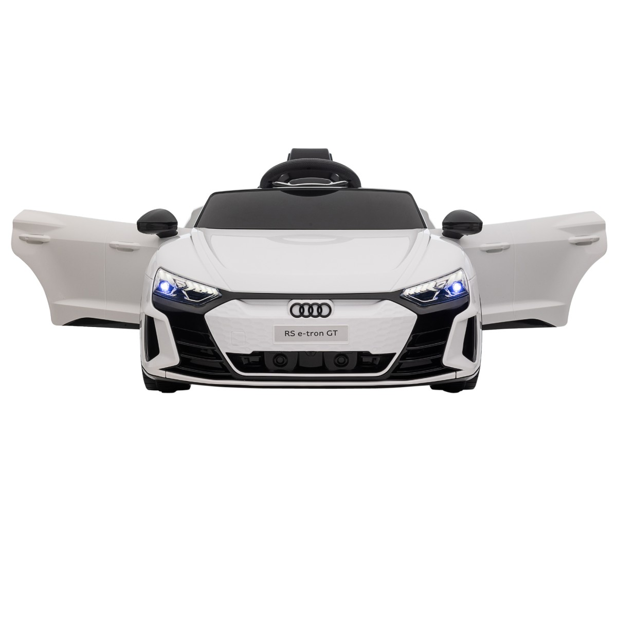 Παιδικό ηλεκτρικό αυτοκίνητο Audi RS e-tron GT με ζώνη ασφαλείας, τηλεχειριστήριο, προβολείς, λειτουργία μουσικής, λευκό, 103 x 58 x 41 cm
