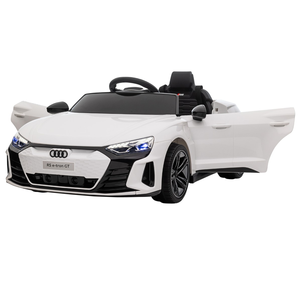 Παιδικό ηλεκτρικό αυτοκίνητο Audi RS e-tron GT με ζώνη ασφαλείας, τηλεχειριστήριο, προβολείς, λειτουργία μουσικής, λευκό, 103 x 58 x 41 cm